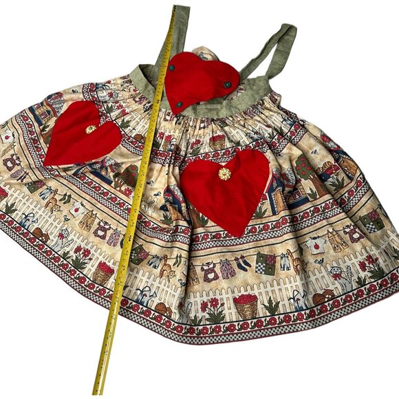 Vintage Cottagecore Heart Apron | 80s Folk Country XS-M - Picture 3 of 5